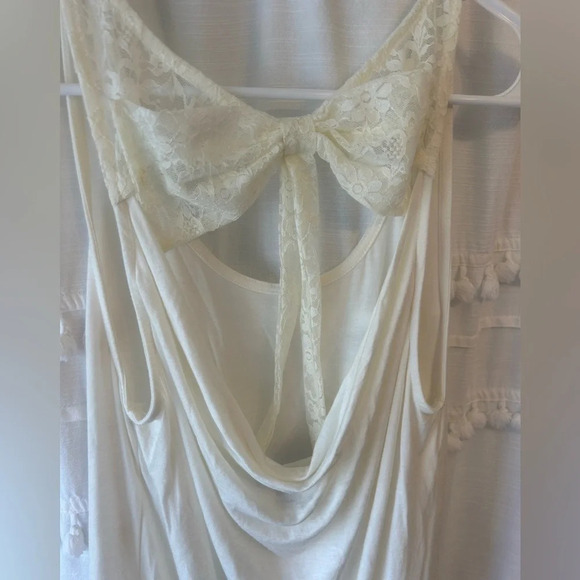 American Dream cream tank top with lace bow size M - Picture 5 of 7